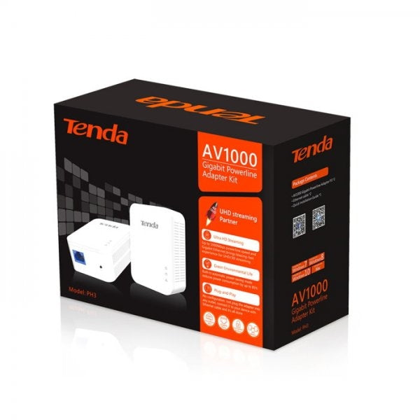 TENDA PH3 AV1000 Gigabit Powerline Adapter Starter Kit - 2 Unit Pack