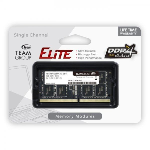 8GB DDR4 2666 (PC4-21300) SODIMM Notebook Memory - Team Elite