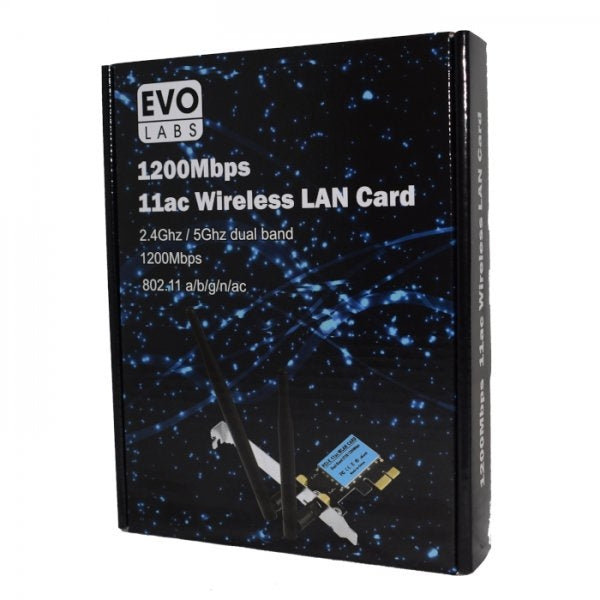 Evo Labs PCI-Express AC1200 Dual Band WiFi Card with Detachable Antennas (Dual Profile