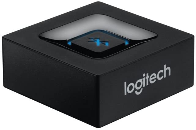 Logitech Wireless Bluetooth Audio Receiver, Bluetooth Adapter for PC/Mac/Smartphone/Tablet/AV Receiver, 3.5mm Audio and RCA Outputs to Speakers, One-Push Pairing Button, UK Plug - Black/Blue