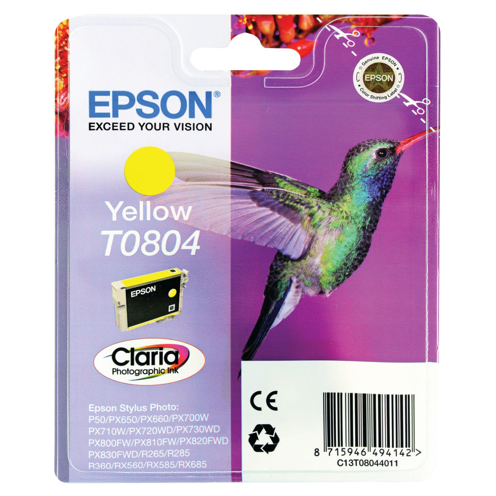 Epson T0804 Yellow Inkjet Cartridge C13T08044011 / T0804