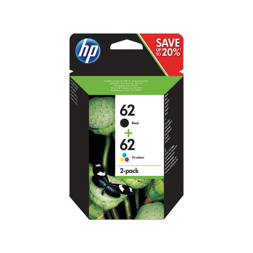 HP 62 Black /Colour Ink Cartridges (Pack of 2) N9J71AE