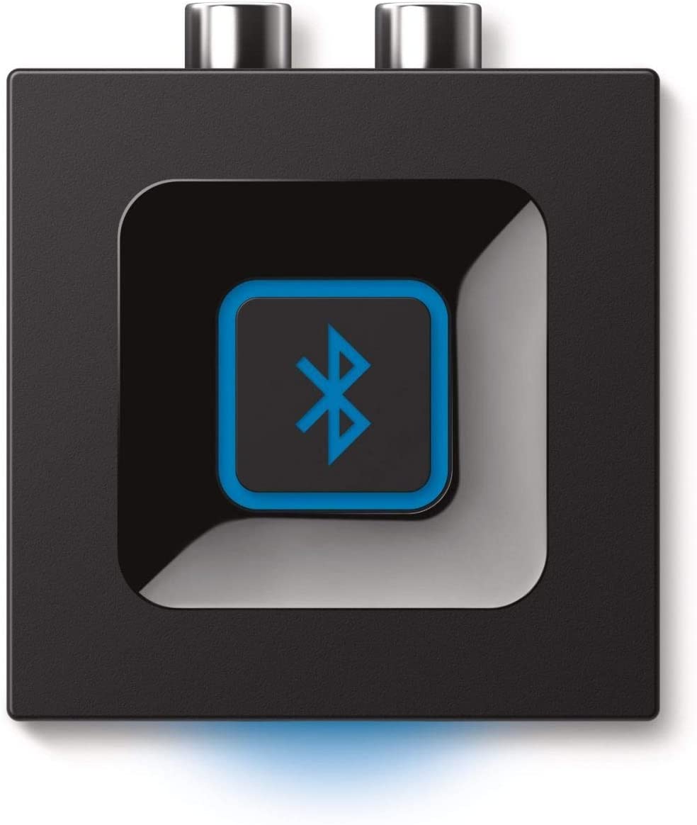 Logitech Wireless Bluetooth Audio Receiver, Bluetooth Adapter for PC/Mac/Smartphone/Tablet/AV Receiver, 3.5mm Audio and RCA Outputs to Speakers, One-Push Pairing Button, UK Plug - Black/Blue