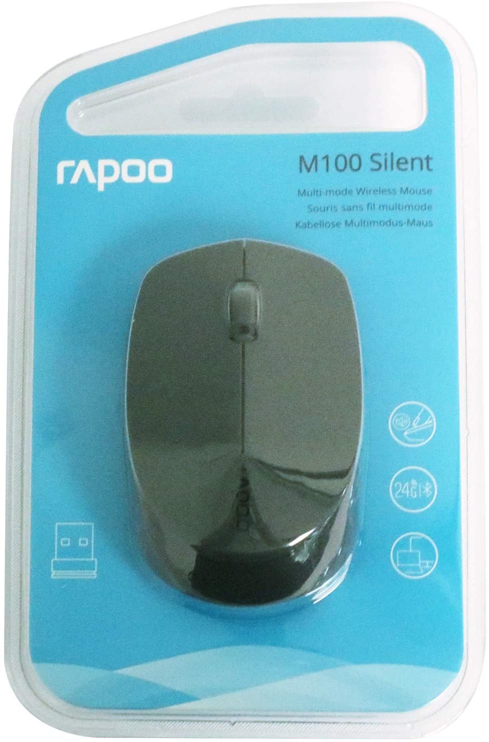 Rapoo M100 Multi-mode Wireless Silent Optical Mouse - Black, compact