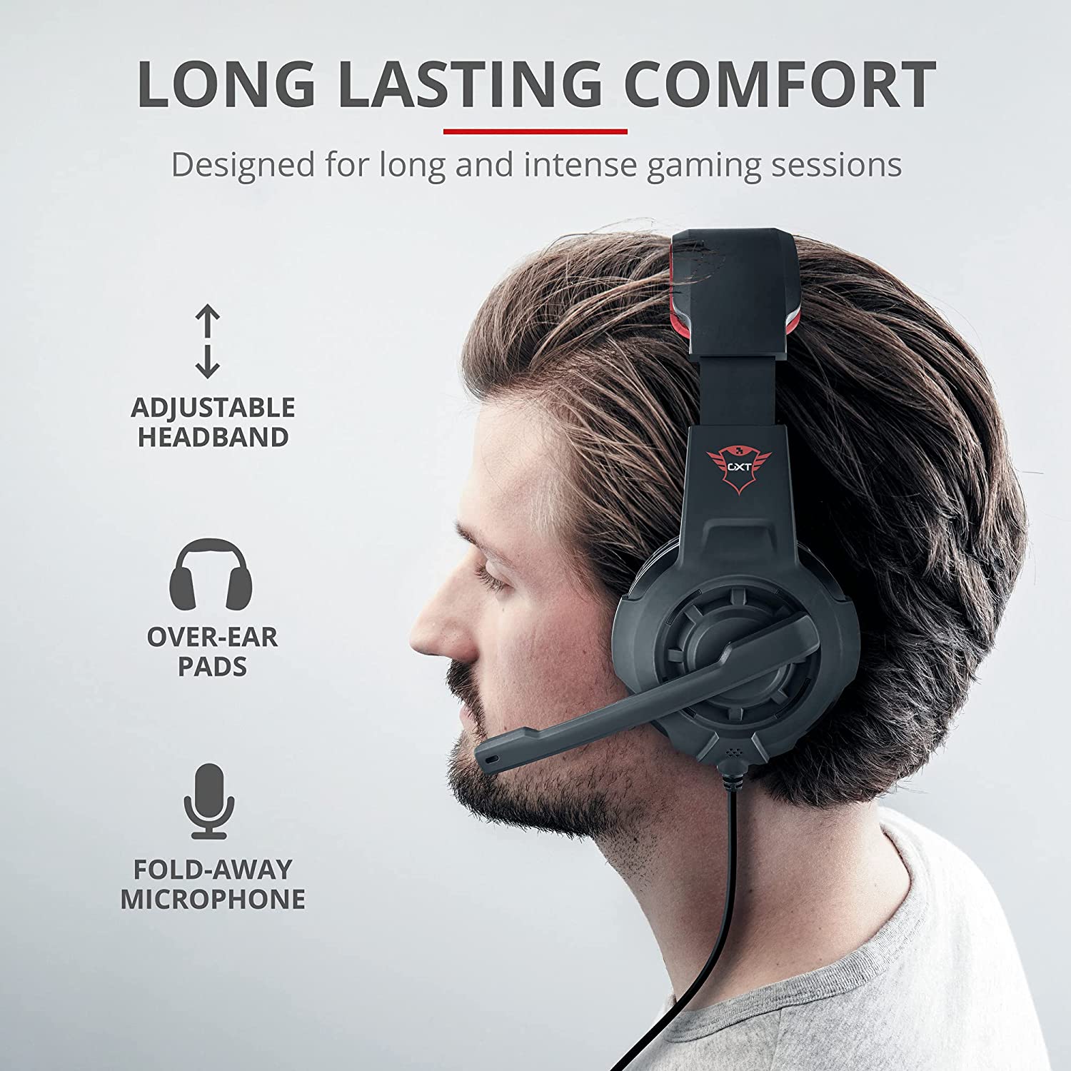 Trust Gaming Headset GXT 310 Radius with Microphone, Adjustable Mic and Headband, Wired, 1 m Cable, for Xbox One, Xbox Series X, PS4, PS5, Nintendo Switch - Black