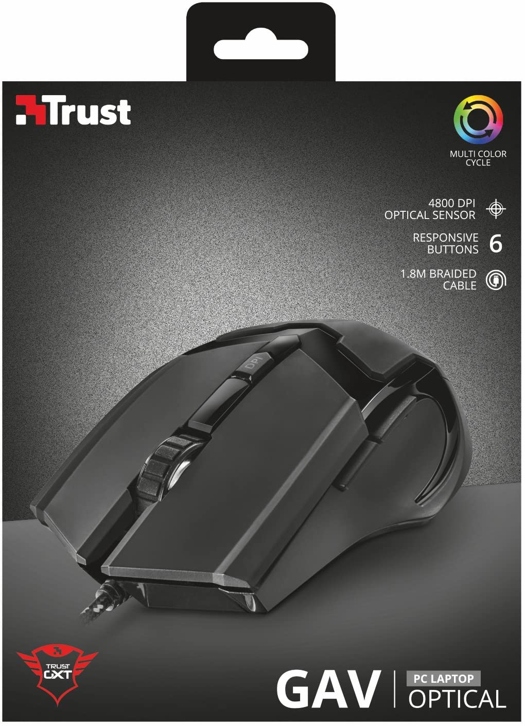 Trust GXT 101 GAV Accurate 4800 dpi gaming mouse with 6 buttons and fancy illumination