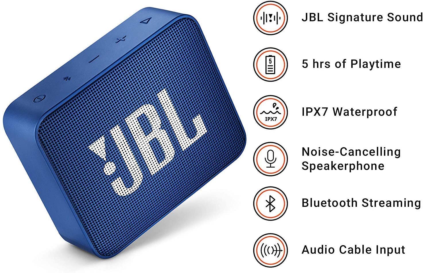 JBL GO2 Portable Bluetooth Speaker with Rechargeable Battery – Waterproof – Built-in Speakerphone