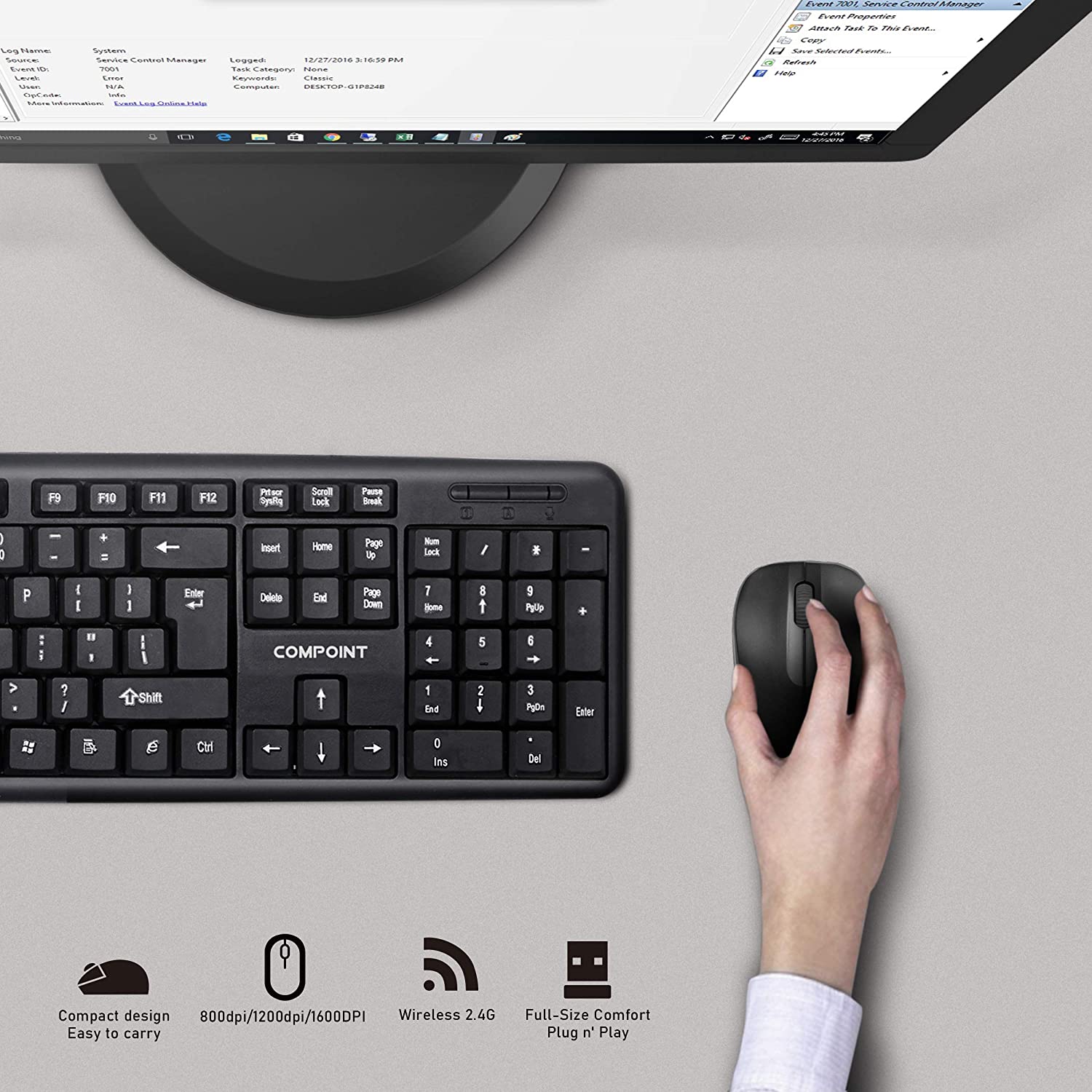 Dynamode Compoint Wireless Gaming Bluetooth Mouse 2.4g