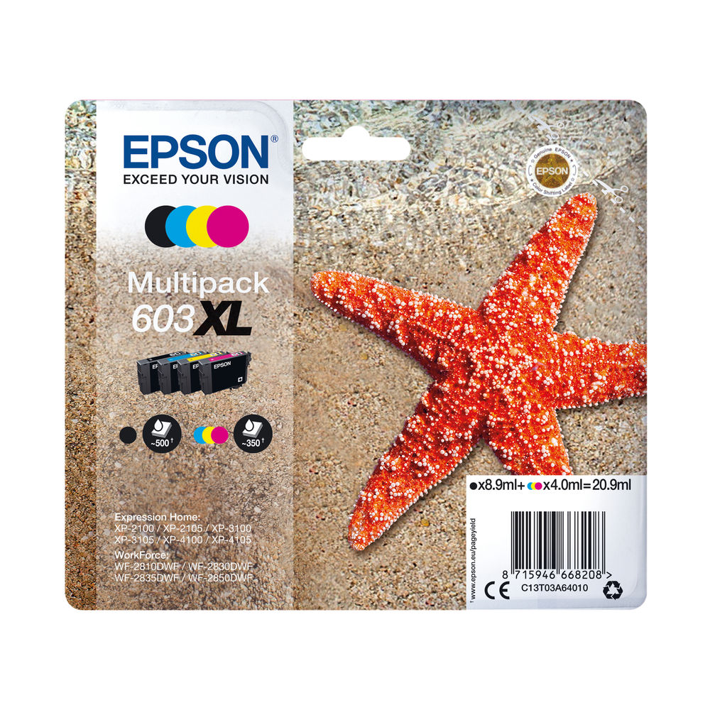 Epson Starfish 603XL CMYK Ink Multipack C13T03A64010