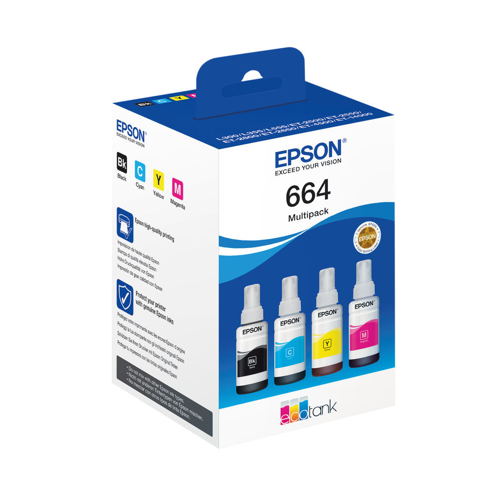 Epson 664 Ecotank Cyan Magenta Yellow Black Multipack C13T664640