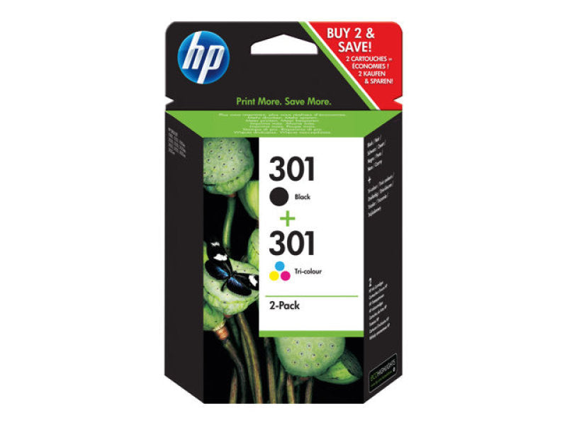 HP 301 Black /Colour Ink Cartridges (Pack of 2) N9J72AE